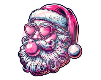 Pink Santa PNG Sublimation Gift Pink Christmas Sparkle Download, Vintage Santa Clipart, Retro Christmas PNG for Shirt, Vintage Christmas PNG