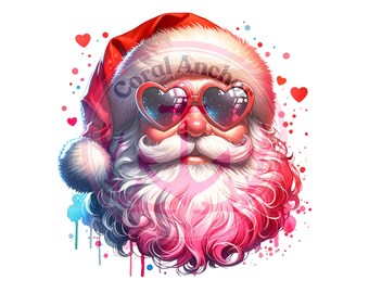 Pink Santa PNG Sublimation Gift Pink Christmas Sparkle Download, Vintage Santa Clipart, Retro Christmas PNG for Shirt, Vintage Christmas PNG