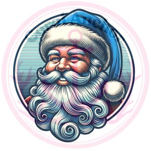 Blue Santa PNG Sublimation Gift Blue Christmas Hippie Download, Vintage Santa Clipart, Retro Christmas PNG for Shirt, Vintage Christmas PNG