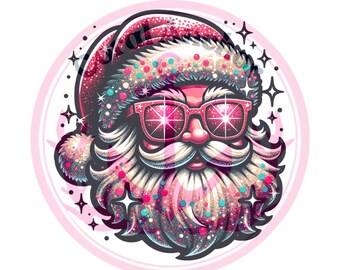Glitter Pink Santa PNG Sublimation Gift Pink Christmas Sparkle Download, Vintage Santa Clipart, Retro Christmas PNG for Shirt, Christmas PNG