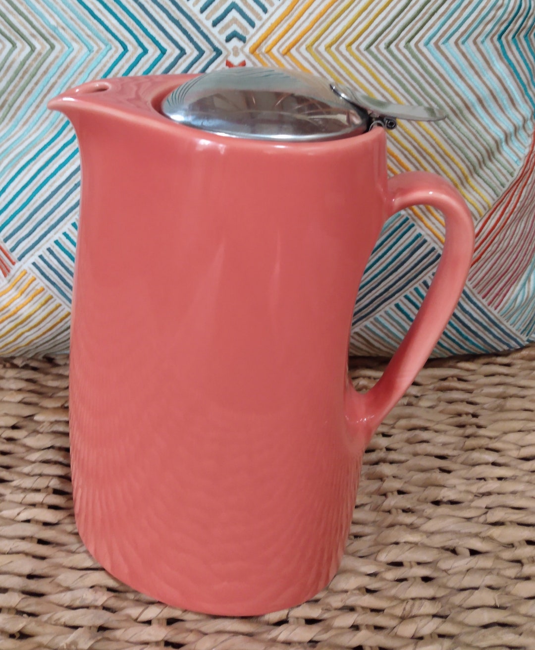 Bee House Japan Vintage Coral Ceramic 56oz Tea Coffee Pot Etsy