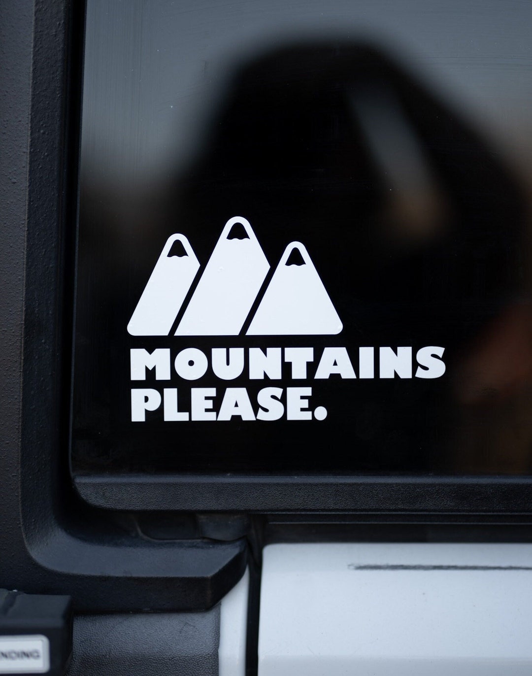Mountains Please Hiker Car Window Sticker, Hiking Gift, Laptop, Car ...