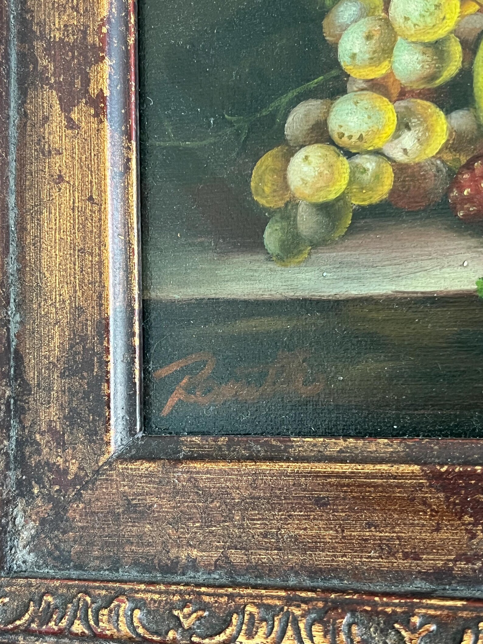 Moody Still Life Oil Painting Vintage Fruit Wood Frame - Etsy