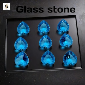 Heart Shape Cut Blue Topaz Glass Stone | Loose Gem for Jewelry Making |4mm To 10mm Size Fashion Crystal | DIY Craft Supply | Faceted  Bead&quot;