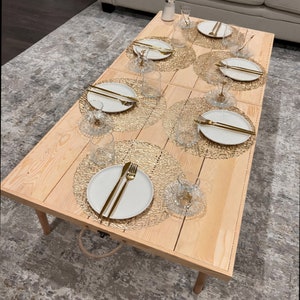 Boho Table 2860 ınch H:13 ınch Wood table, Picnic table, Handmade folding table, Foldable table, Party table image 6