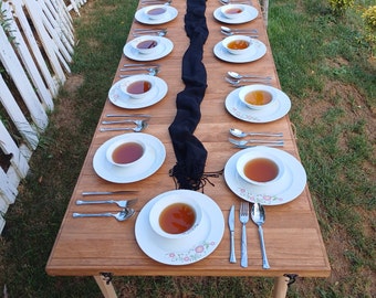 Boho tafel 28 * 90 inch H: 13-19 inch houten tafel, picknicktafel, handgemaakte klaptafel, opvouwbare tafel, feesttafel, kamptafel
