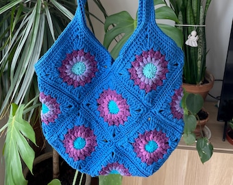 TOTE CROCHET BAG from granny squares | beginner friendly pattern in English