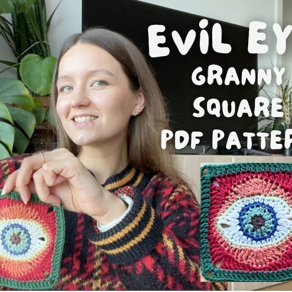 EYE GRANNY SQUARE | pdf crochet pattern in English