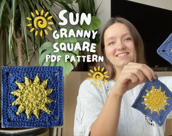 SUN GRANNY SQUARE | sun granny square pdf pattern in English - beginner friendly