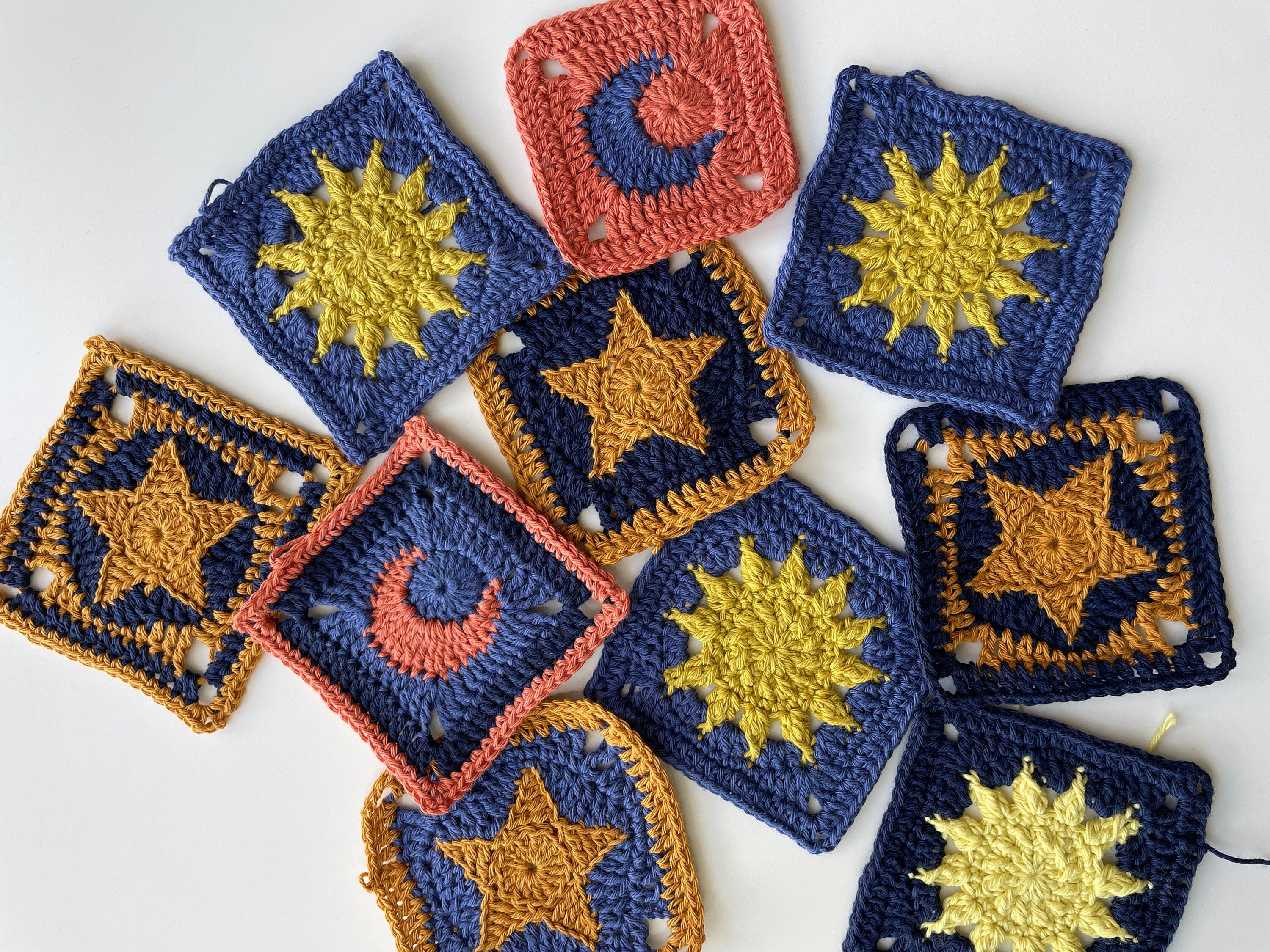 18 Star Granny Square Crochet Pattern: Unleash Your Inner Artisan Today! 10 Star SUN & Moon granny square 3-pack beginner friendly