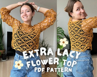 Extra lacy flower aka spider lace crochet top - pdf pattern in English