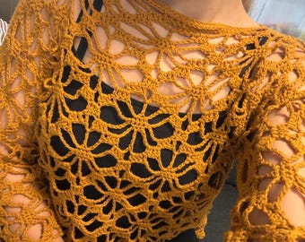 Extra lacy flower aka spider lace crochet top - pdf pattern in English
