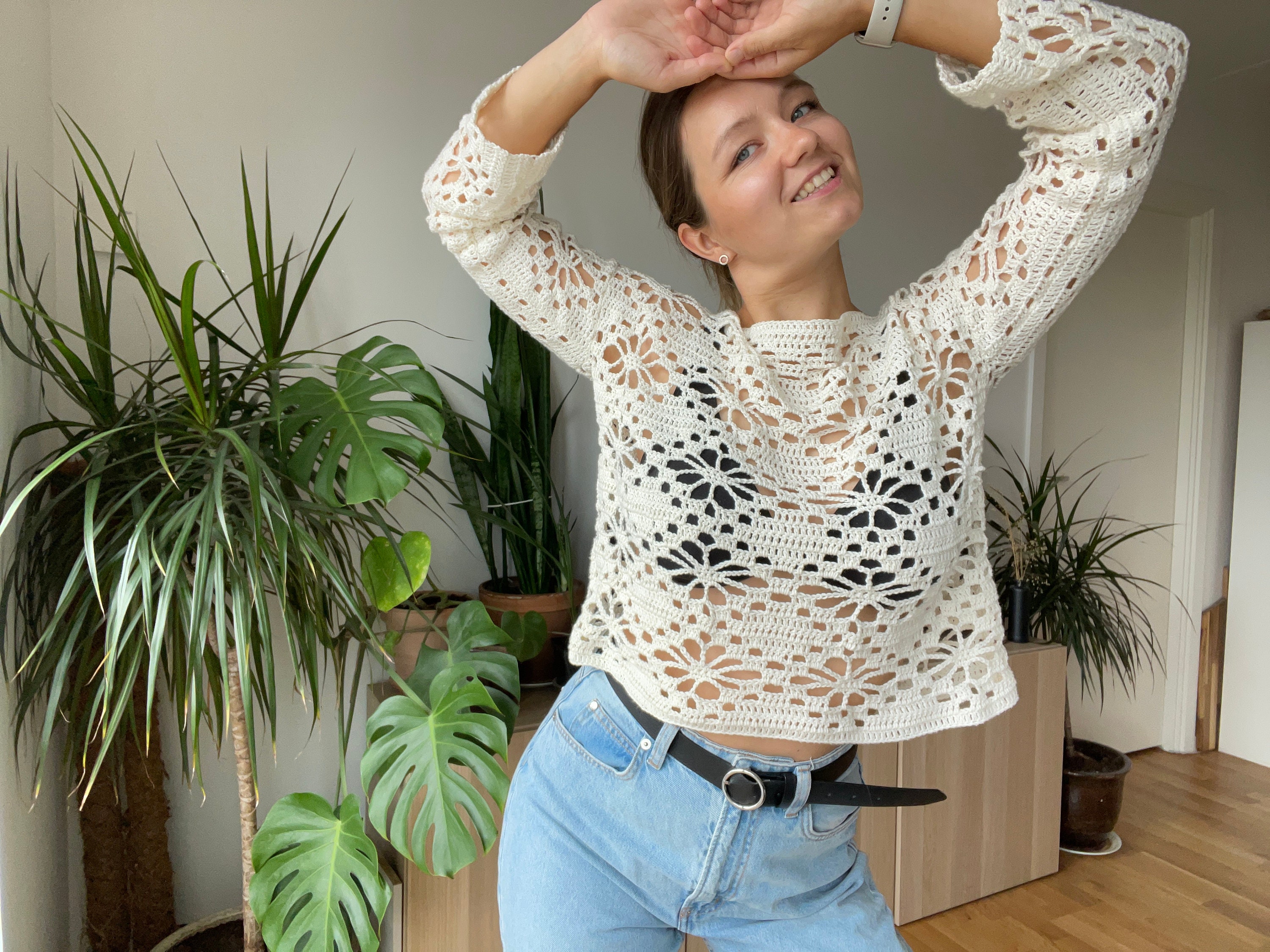 LACY FLOWER TOP Crochet Pattern - Pdf Guide in English