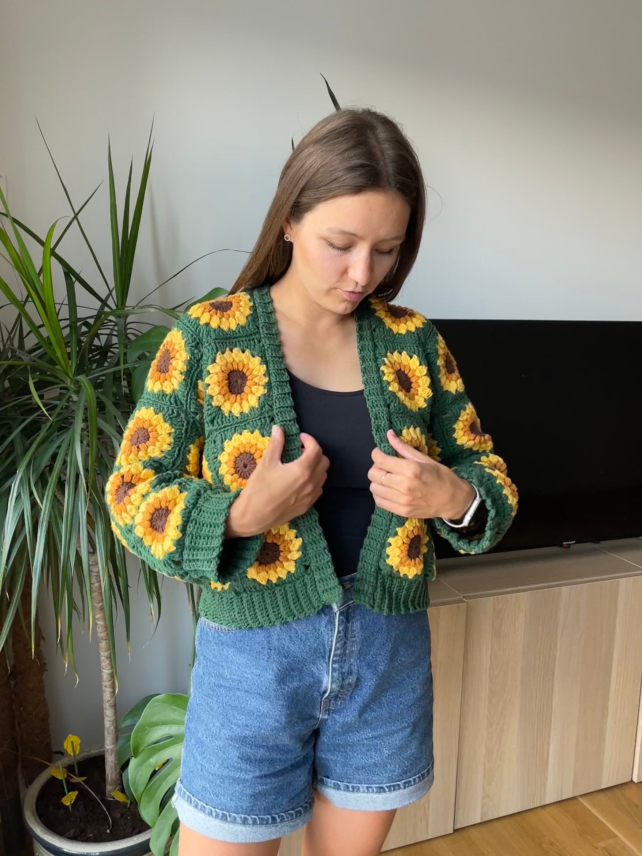 SUNFLOWER CROCHET CARDIGAN From Granny Squares Pdf Pattern Etsy UK
