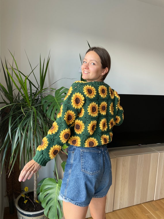 SUNFLOWER CROCHET CARDIGAN From Granny Squares | Pdf Pattern for