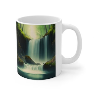 Waterfall Mug, Waterfall Scene Coffee Mug, River Scene, Nature Mug, Water Lover Gift, Fisherman&#39;s Gift, Duck Hunter&#39;s Gift, 11oz, #04
