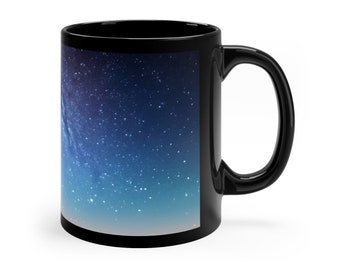 Blue Night Sky Gift Mug, Starry Sky Mug, Gift For Any Occasion, Night Sky Gift, 11oz Black Mug, #01