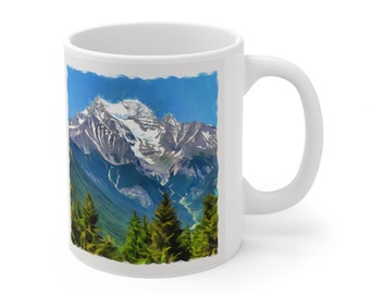 Taza de café de montaña, taza de naturaleza, taza de montaña majestuosa, taza de senderismo, taza de montaña nevada, regalo para él / ella, taza de cerámica 11 oz