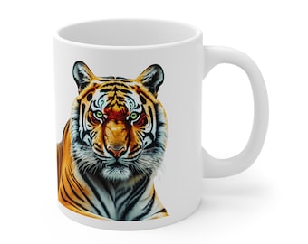 Taza de tigre, regalo de tigre, taza de café de tigre, regalo de Zookeeper, regalo de amante de tigre, taza de cerámica 11oz, #02