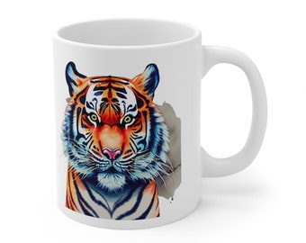 Taza de tigre, regalo de tigre, taza de café de tigre, regalo de Zookeeper, regalo de amante de tigre, taza de cerámica 11oz, #01