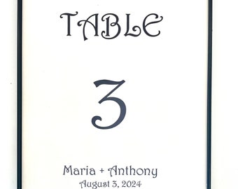 Élégants numéros de table encadrés 4 x 6 - personnalisables - expédition rapide !