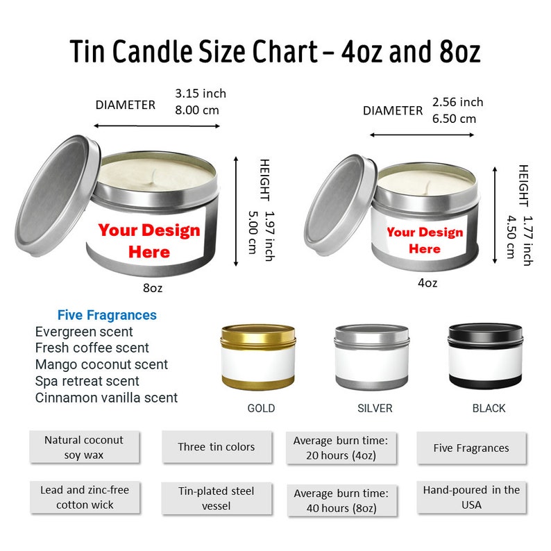 Tin Candle Size Chart 8oz 4oz Candle Size Charts Tin Candle Size Chart