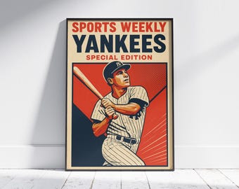 Retro Yankees Magazine Cover Art – Vintage Baseball Poster (Digital Download)