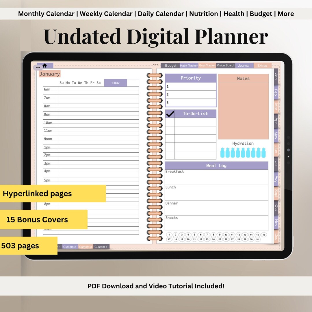Digital Planner Undated Digital Planners Goodnotes Planner Notability