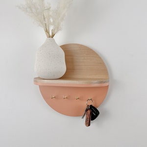 Entryway Decorative Organizer Unique Key Rack Wooden Shelf Minimalist Key Hanger Round Minimalist Shelf Wallet Holder Unique Glasses Holder