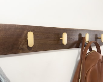 Coat Rack, Shelf With Hooks, Wall Hook Rack, Entryway Organizer, Key Organizer, Wall Mounted Coat Rack, Wall Coat Rack, Solid Wood Oak