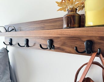 Coat Rack With Shelf, Entryway Coat Hook With Shelves, Wall Coat Hanger With Hooks, Picture Ledge With Hooks, Wood Wall Coat Racks, Key Rack