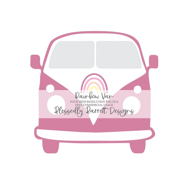 Groovy Van Clipart | Groovy Clipart | Retro | Groovy Sublimation | PINK Rainbow Floral | FREE Commercial Usage