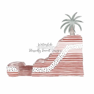 Watercolor Color Clipart | Waterslide Clipart | Summer Party | Bounce House | Red | FREE Commercial Usage