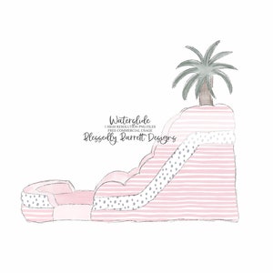 Watercolor Color Clipart | Waterslide Clipart | Summer Party | Bounce House | Pink | FREE Commercial Usage