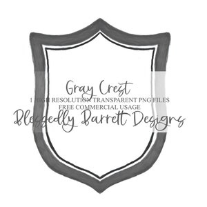 Gray Crest Clipart | Monogram Crest | Wreath | Watercolor | Clipart for Invitations | FREE Commercial Usage