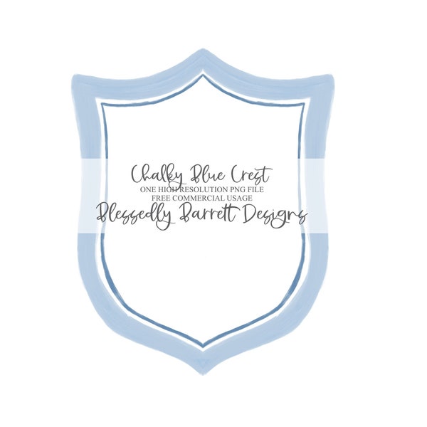 Baby Blue Crest Clipart | Chalky Blue Monogram Crest | Wreath | Watercolor | Clipart for Invitations | FREE Commercial Usage