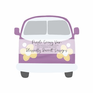 Lilac Groovy Van Clipart | Groovy Clipart | Retro | Groovy Sublimation | Purple Floral | FREE Commercial Usage