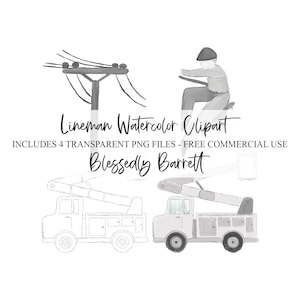 Bundel Sketches Linemen | Handgetekende clipart | Lijnwachter | Vrachtwagen | Stroomkabel | GRATIS commercieel gebruik