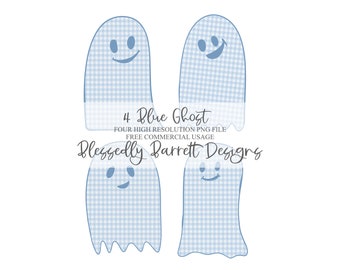 Imágenes Prediseñadas de uso comercial / Imágenes Prediseñadas de otoño / Halloween / Sublimación de otoño / Fantasma de guinga azul / Fantasma amistoso / Fantasma de niño / Pequeño Boo