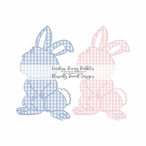 Easter Clipart | Watercolor | Gingham Print Bunnies | Hand drawn Rabbits | Candy Bunny | Clipart for FREE Commercial Usage