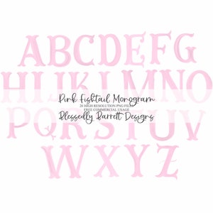 Pink Monogram Watercolor | Fishtail Letters | Fancy Letters | Light Pink | Party Monogram | FREE Commercial Usage