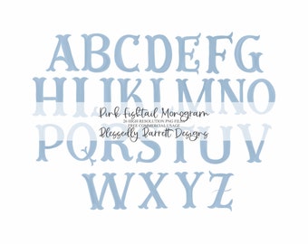 Blue Monogram Watercolor | Fishtail Letters | Fancy Letters | Baby Blue | Party Monogram | FREE Commercial Usage
