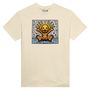 Keith Haring inspired "The Golden Child" Unisex Crewneck T-shirt Natural
