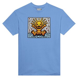Keith Haring inspired "The Golden Child" Unisex Crewneck T-shirt Carolina Blue