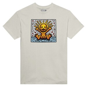 Keith Haring inspired "The Golden Child" Unisex Crewneck T-shirt Ash