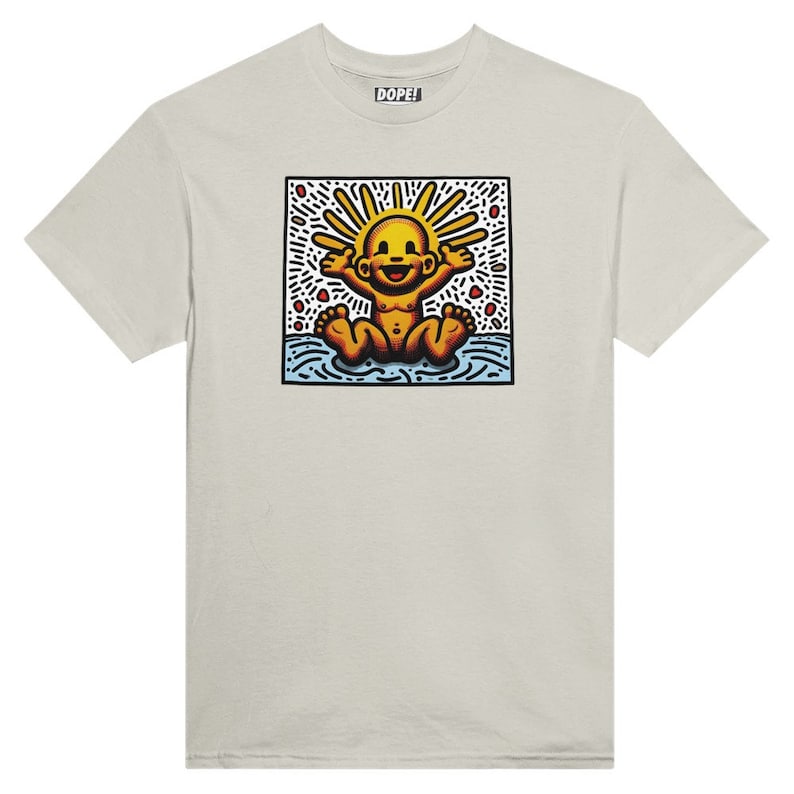 Keith Haring inspired "The Golden Child" Unisex Crewneck T-shirt Ash