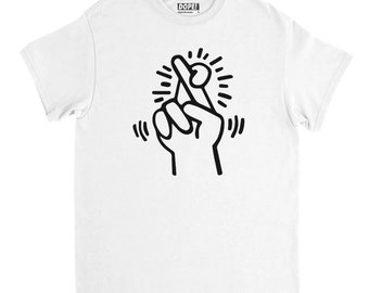 Keith Haring &quot;Fingers Crossed&quot; Unisex Crewneck T-shirt