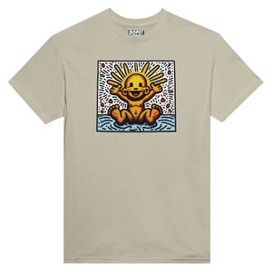Keith Haring inspired "The Golden Child" Unisex Crewneck T-shirt Sand