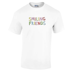 Uniseks T-shirt met ronde hals en glimlachend Friends-logo