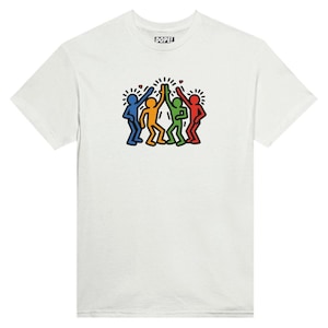 Keith Haring inspired &quot;Peace, Unity, Love&quot; Unisex Crewneck T-shirt